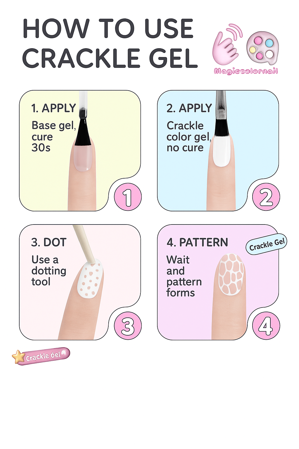 MAGIC COLOR NAILS CRACKLE GEL SET ✨