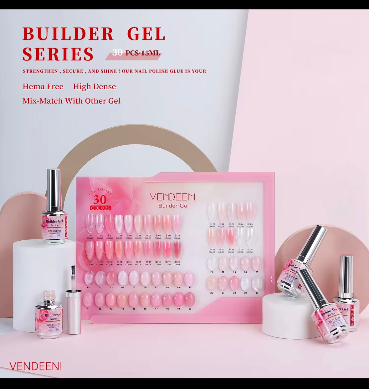 BUILDER GEL - BIAB GEL - 30 COLOR VENDEENI