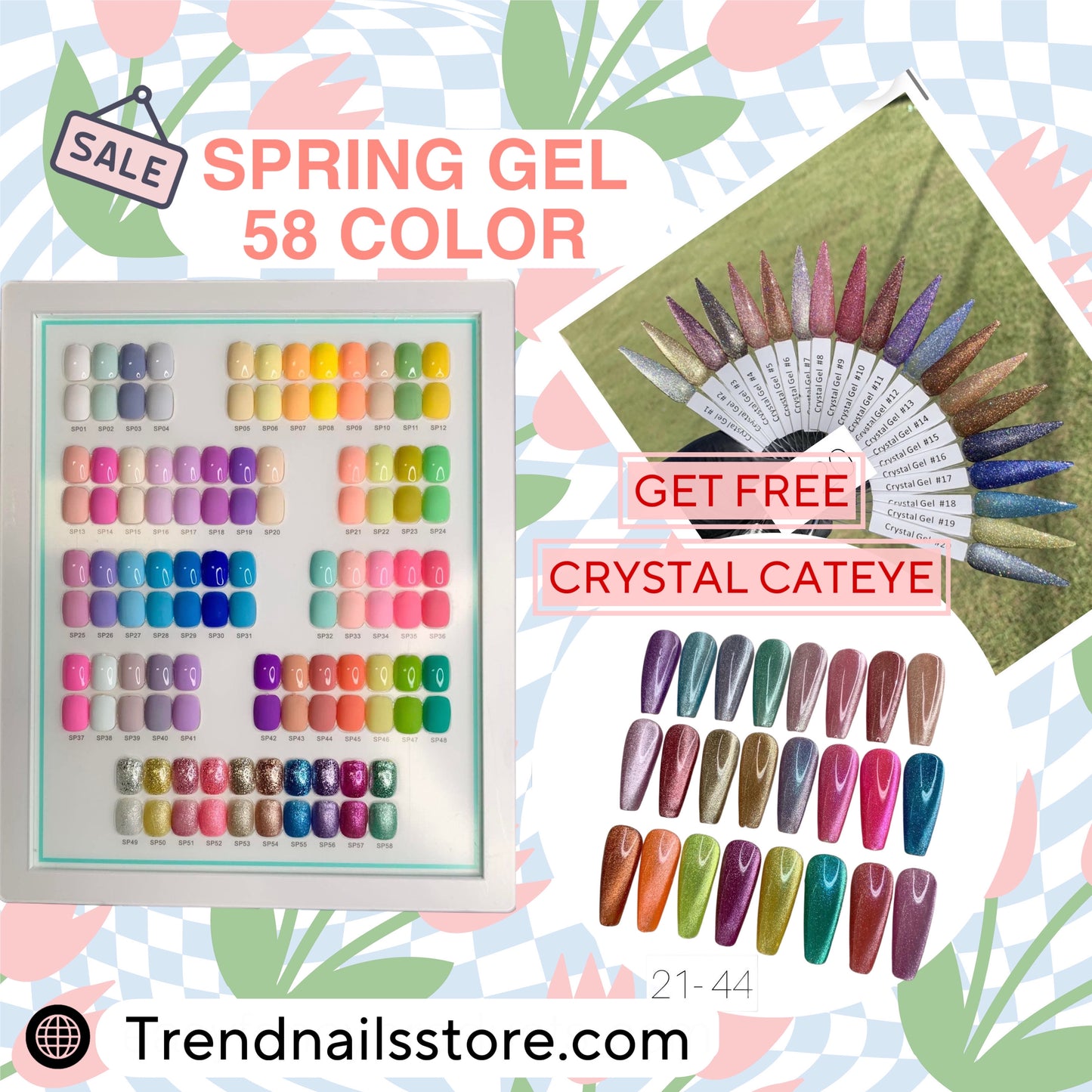 BUY SPRING GEL 58 COLOR - FREE CRYSTAL GEL CATEYE 44 COLOR