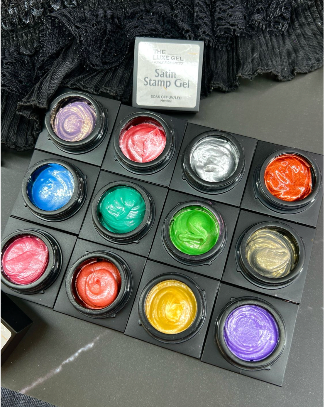 SILK DESIGN STAMPS GEL SET 12 COLOR