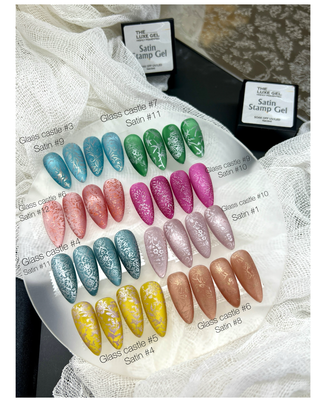 SILK DESIGN STAMPS GEL SET 12 COLOR